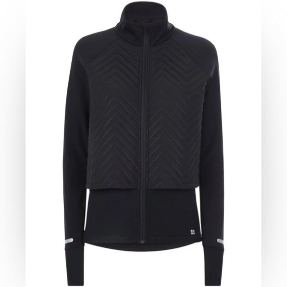 Sweaty Betty Fast Track Thermal Running Jacket in Black. - Picture 2 of 11